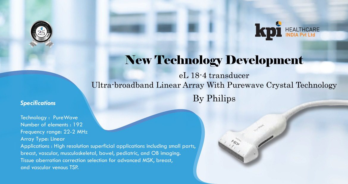 eL18-4 TransducerUltra-broadband linear array with PureWave crystal technology